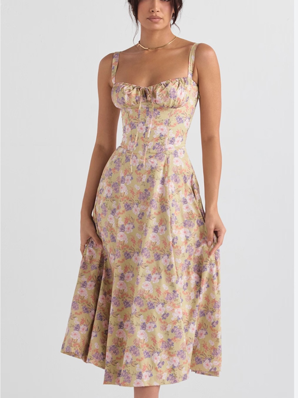 New with Tags House of CB Carmen Peony Bustier Corset Midi Dress NWT